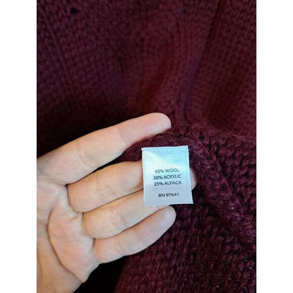 J. Jill V Neck Cable Knit Sweater Alpaca Wool  Blend Size S P Red - Picture 4 of 7